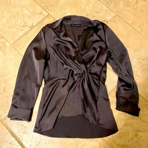 NWT, small, gray silk blouse.